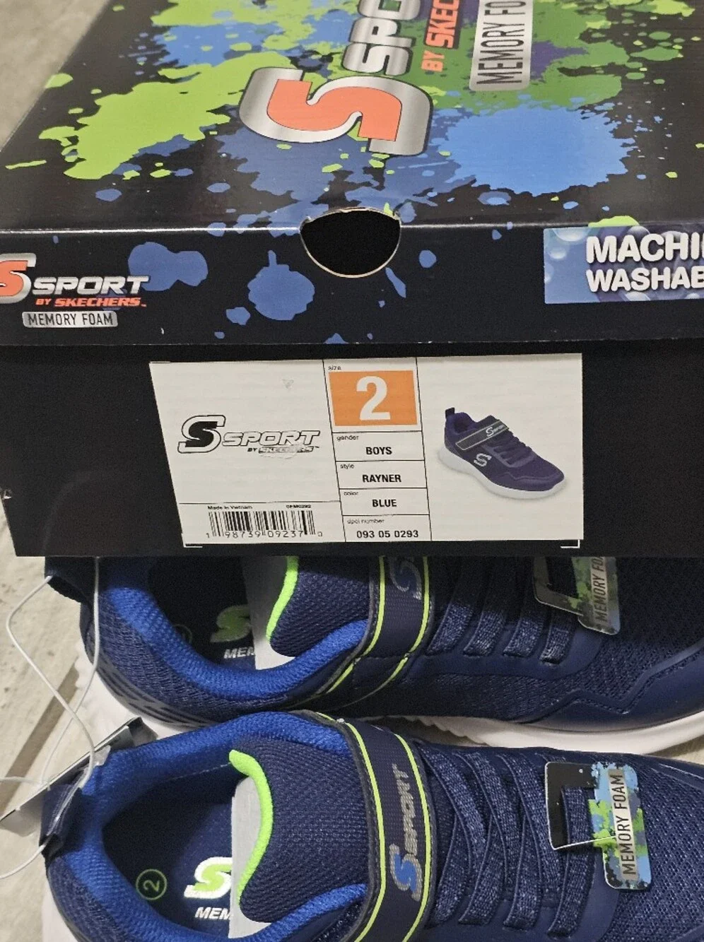 Skechers Kids' Navy Blue Memory Foam Athletic Sneakers Size 2, Brand New